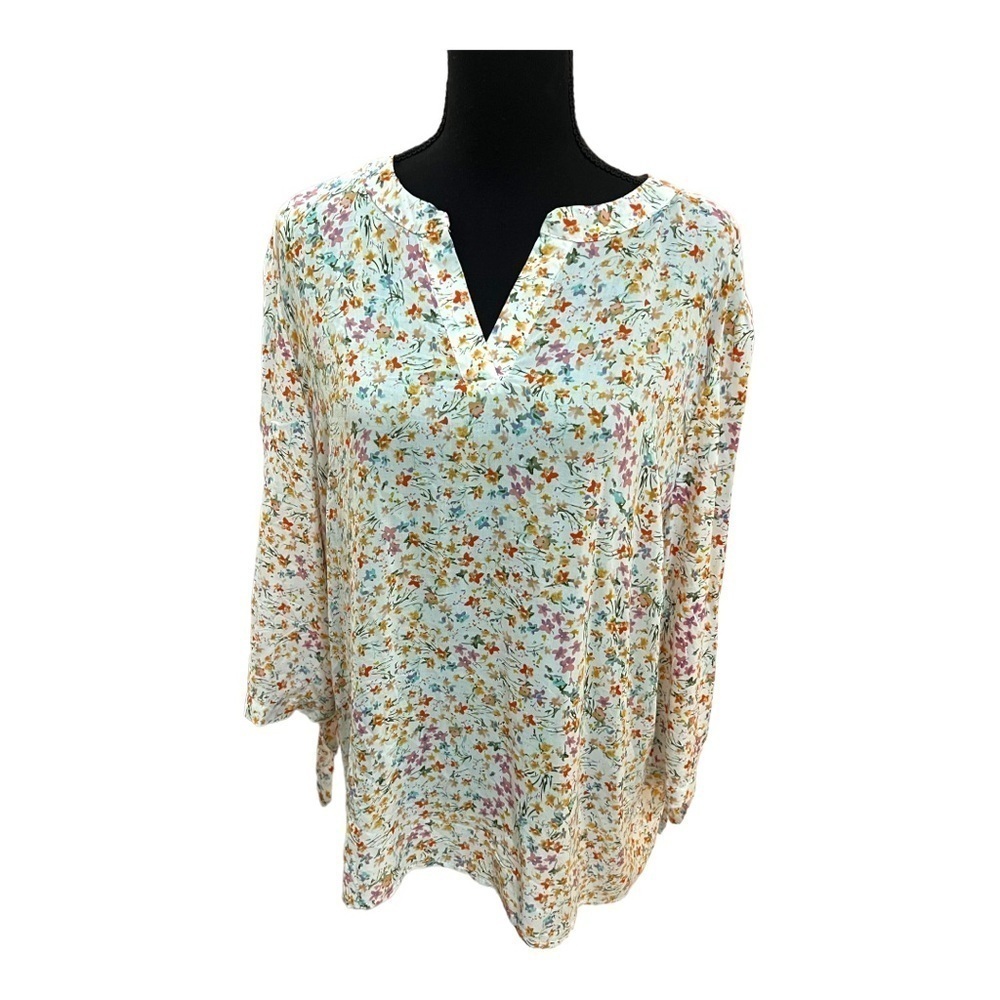 Jones New York Floral Womens Blouse 1X
